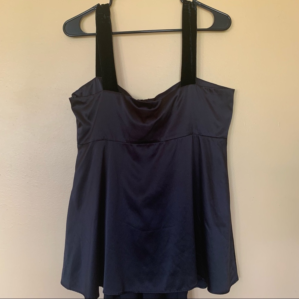Vera Wang Simply Vera Black Satin Velvet Straps Tank Top Size 14. - Picture 3 of 14